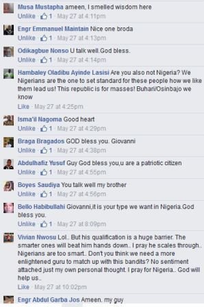 Giovanni OJC Olakunori comment on Sahara Reporters Facebook post replies